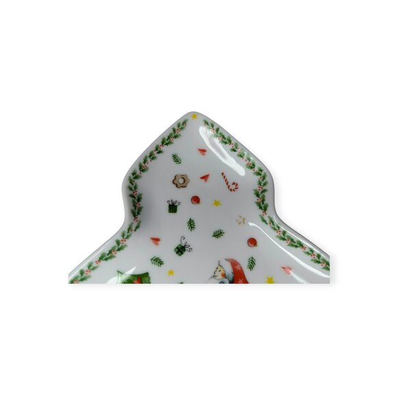 Paper Product Design Christmas Tree & Santa Claus Porcelain Snack Tray 9.5" x 8" - Picture 2 of 11